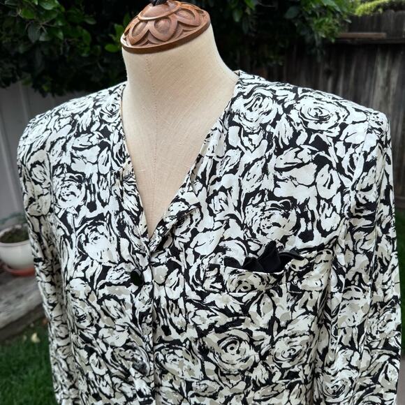 Vintage St. Gillian Petites 100% Silk Jacket Abstract Floral Women's Size 12 - Picture 2 of 12
